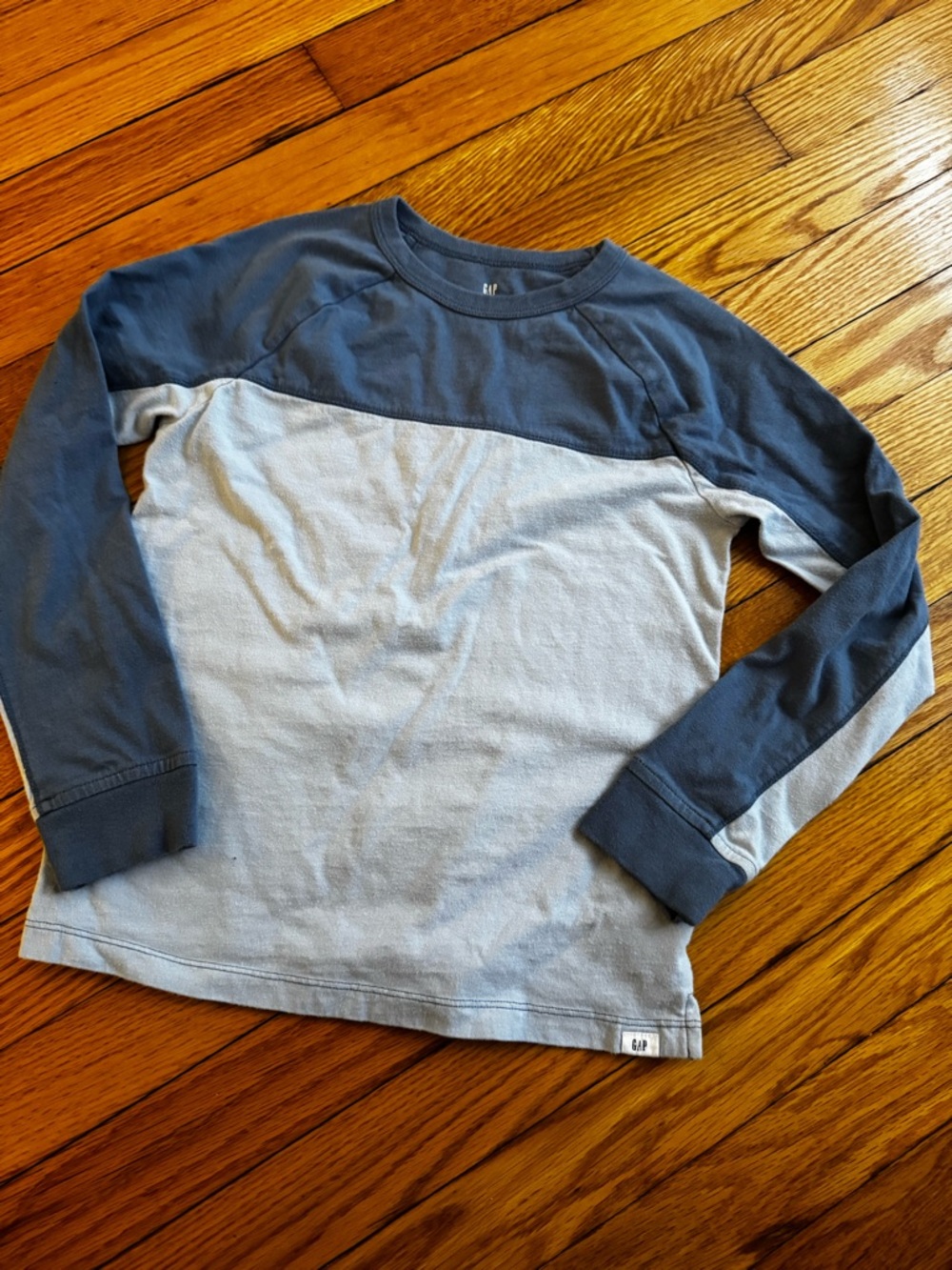 GAP kids Color Block Blue Long Sleeve Tee